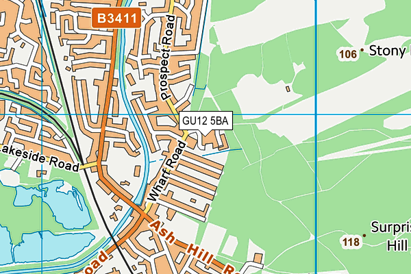 GU12 5BA map - OS VectorMap District (Ordnance Survey)