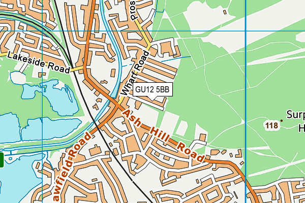 GU12 5BB map - OS VectorMap District (Ordnance Survey)