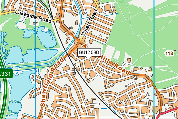 GU12 5BD map - OS VectorMap District (Ordnance Survey)