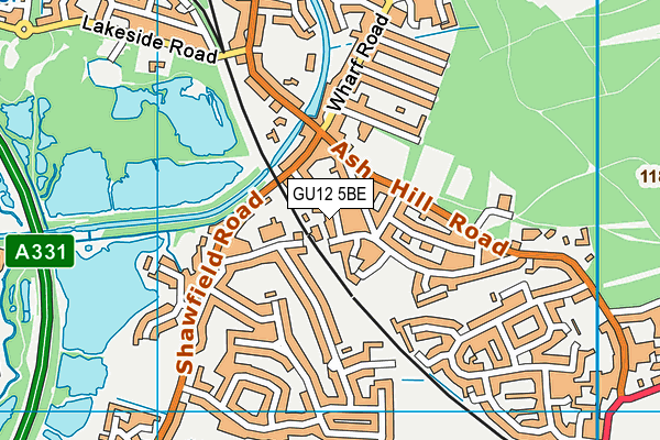 GU12 5BE map - OS VectorMap District (Ordnance Survey)