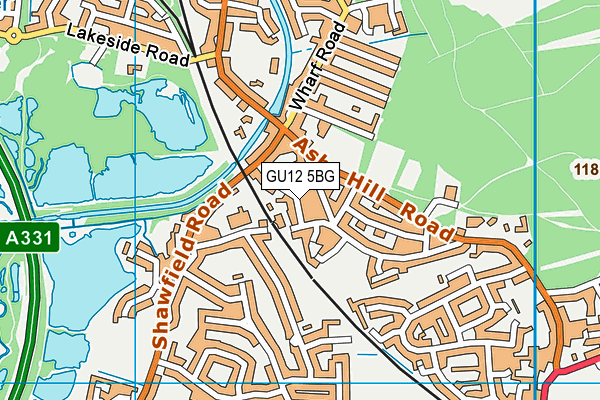 GU12 5BG map - OS VectorMap District (Ordnance Survey)