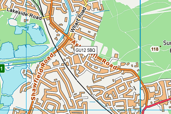 GU12 5BQ map - OS VectorMap District (Ordnance Survey)