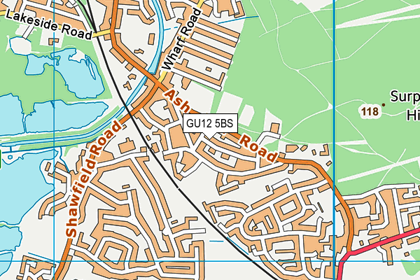 GU12 5BS map - OS VectorMap District (Ordnance Survey)