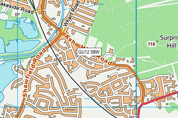 GU12 5BW map - OS VectorMap District (Ordnance Survey)