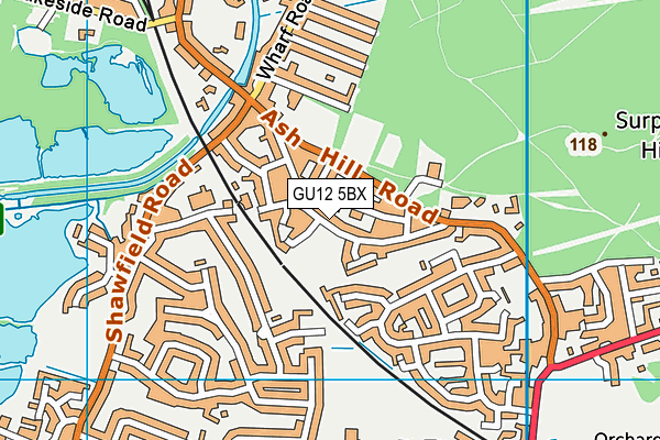 GU12 5BX map - OS VectorMap District (Ordnance Survey)