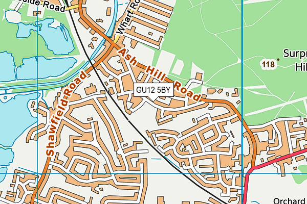 GU12 5BY map - OS VectorMap District (Ordnance Survey)