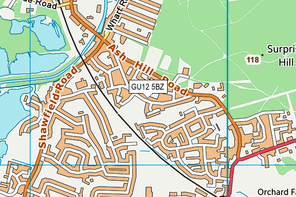 GU12 5BZ map - OS VectorMap District (Ordnance Survey)
