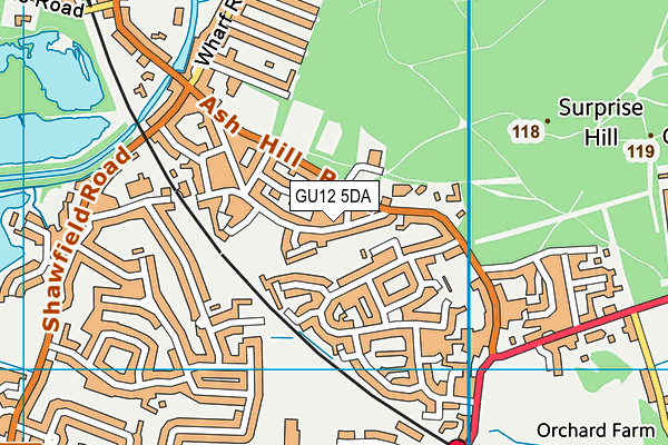 GU12 5DA map - OS VectorMap District (Ordnance Survey)