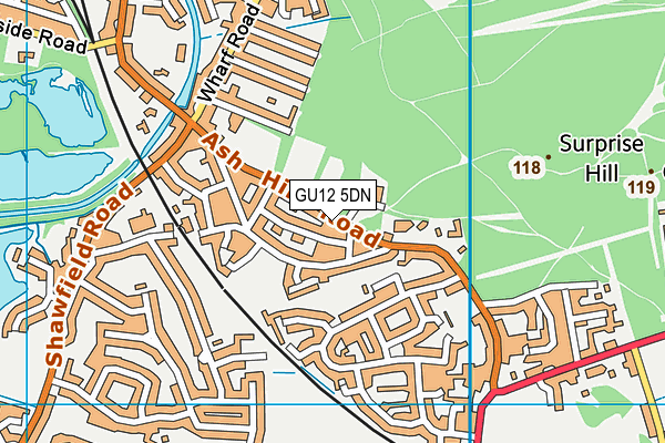 Ash Tennis Club map (GU12 5DN) - OS VectorMap District (Ordnance Survey)