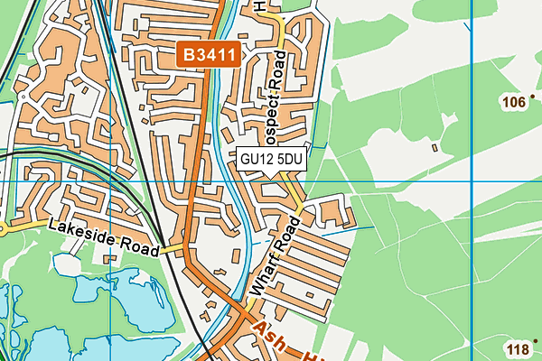 GU12 5DU map - OS VectorMap District (Ordnance Survey)