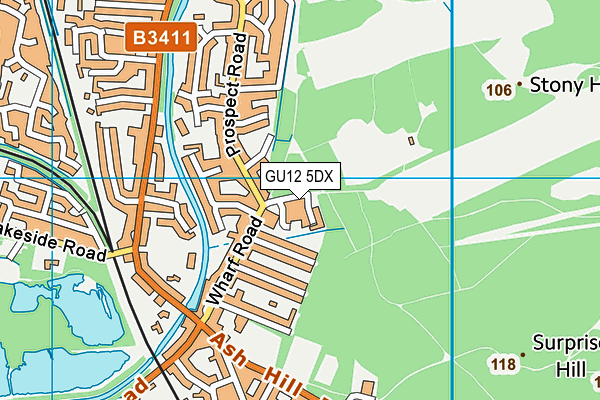 GU12 5DX map - OS VectorMap District (Ordnance Survey)