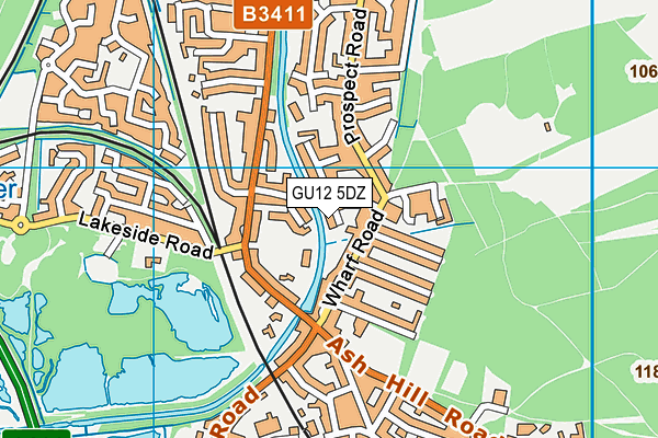 GU12 5DZ map - OS VectorMap District (Ordnance Survey)