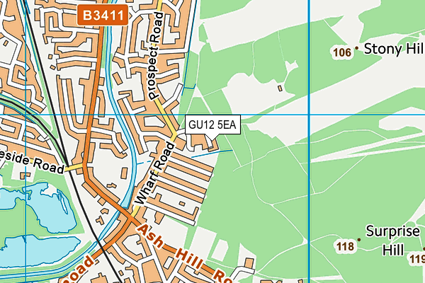 GU12 5EA map - OS VectorMap District (Ordnance Survey)