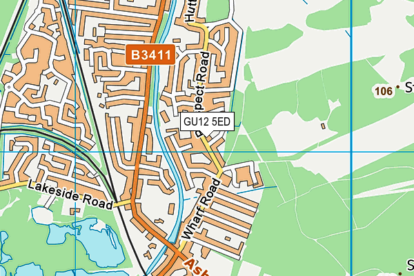 GU12 5ED map - OS VectorMap District (Ordnance Survey)