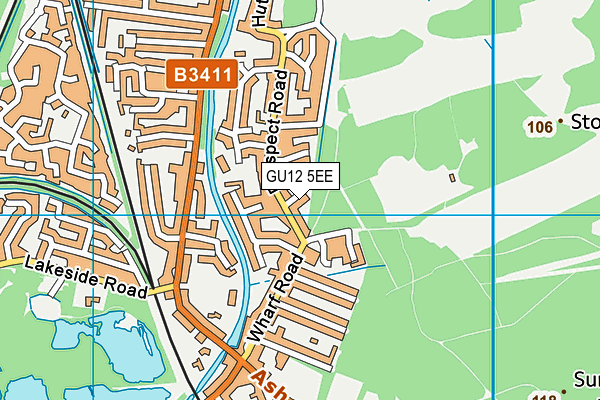 GU12 5EE map - OS VectorMap District (Ordnance Survey)