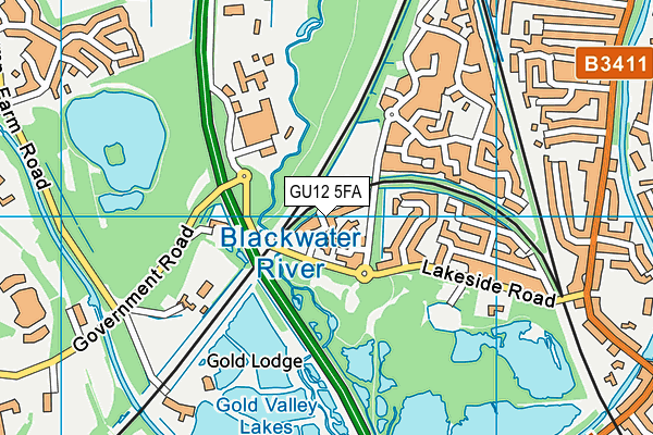GU12 5FA map - OS VectorMap District (Ordnance Survey)