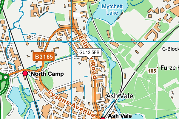 GU12 5FB map - OS VectorMap District (Ordnance Survey)