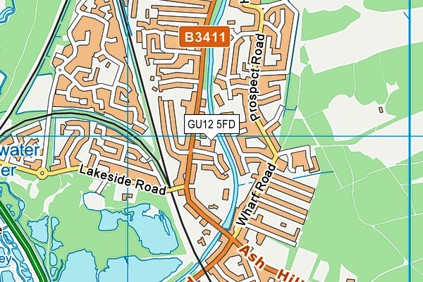 GU12 5FD map - OS VectorMap District (Ordnance Survey)