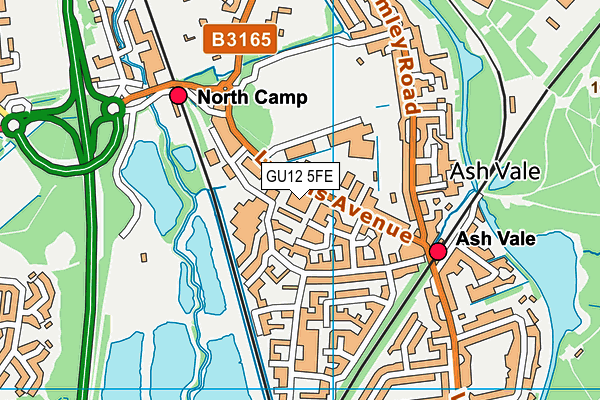 GU12 5FE map - OS VectorMap District (Ordnance Survey)