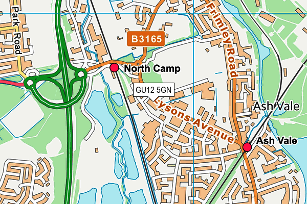 GU12 5GN map - OS VectorMap District (Ordnance Survey)