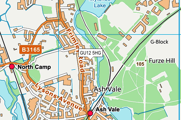 GU12 5HG map - OS VectorMap District (Ordnance Survey)