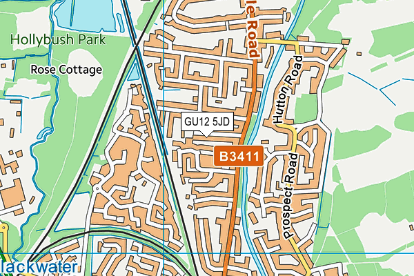 GU12 5JD map - OS VectorMap District (Ordnance Survey)