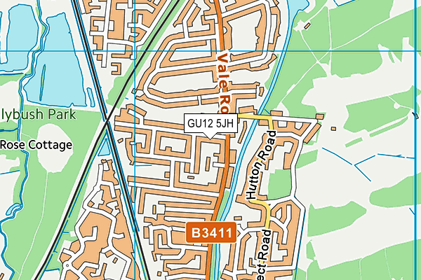 GU12 5JH map - OS VectorMap District (Ordnance Survey)