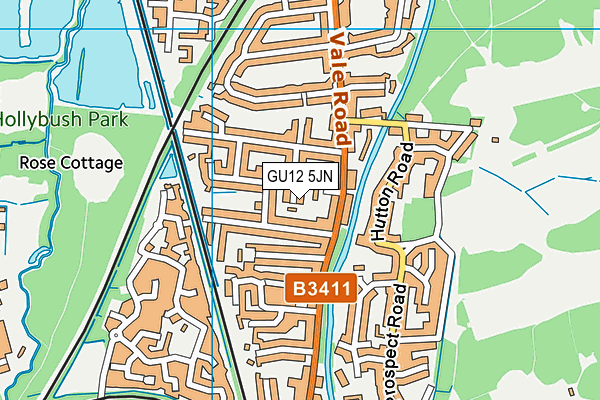 GU12 5JN map - OS VectorMap District (Ordnance Survey)