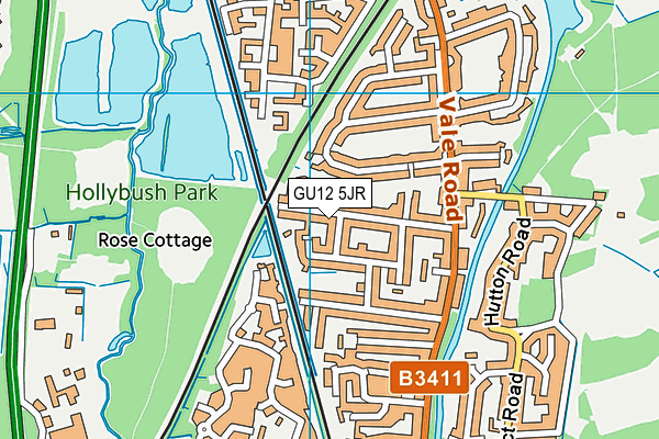 GU12 5JR map - OS VectorMap District (Ordnance Survey)