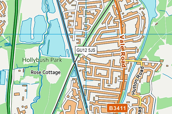 GU12 5JS map - OS VectorMap District (Ordnance Survey)