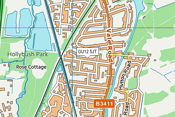 GU12 5JT map - OS VectorMap District (Ordnance Survey)