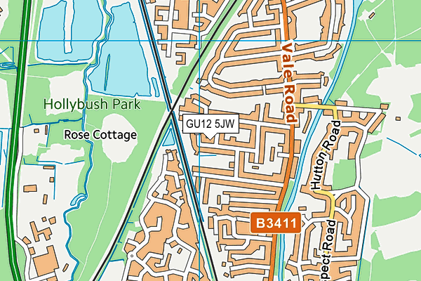 GU12 5JW map - OS VectorMap District (Ordnance Survey)