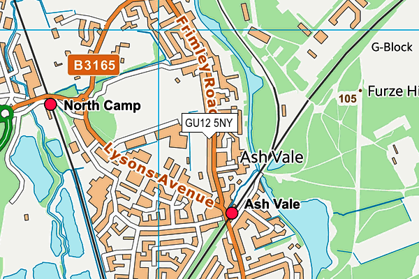 GU12 5NY map - OS VectorMap District (Ordnance Survey)