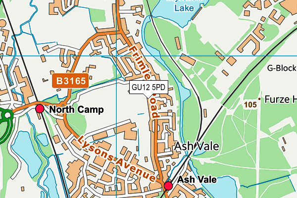 GU12 5PD map - OS VectorMap District (Ordnance Survey)