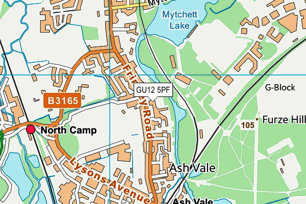 GU12 5PF map - OS VectorMap District (Ordnance Survey)