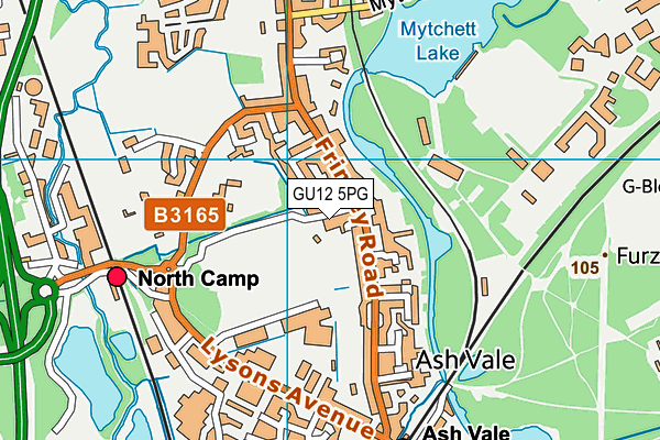 GU12 5PG map - OS VectorMap District (Ordnance Survey)