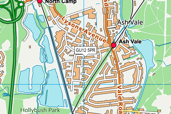 GU12 5PR map - OS VectorMap District (Ordnance Survey)