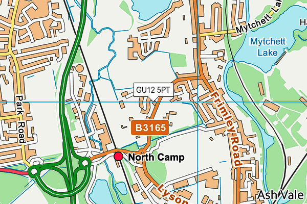 GU12 5PT map - OS VectorMap District (Ordnance Survey)