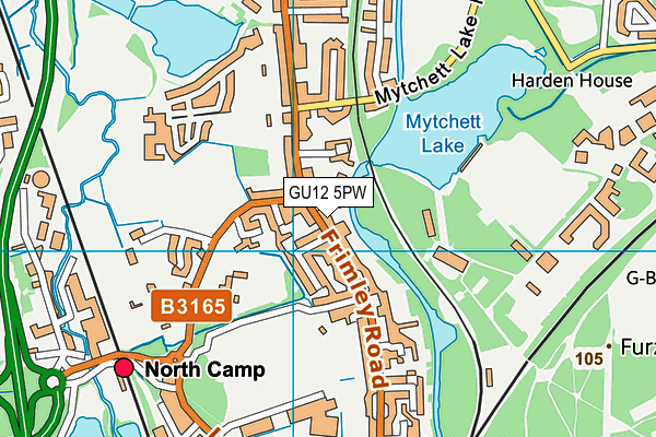 GU12 5PW map - OS VectorMap District (Ordnance Survey)