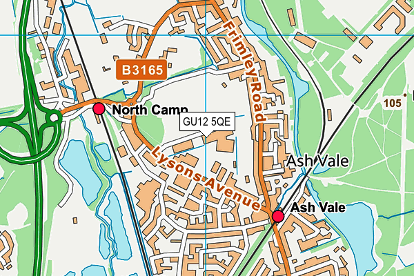 GU12 5QE map - OS VectorMap District (Ordnance Survey)