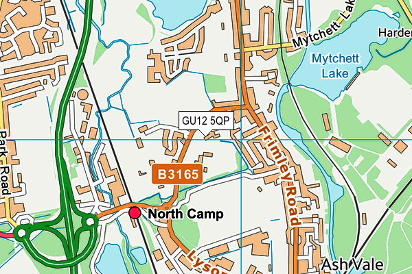 GU12 5QP map - OS VectorMap District (Ordnance Survey)