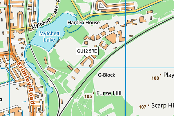 GU12 5RE map - OS VectorMap District (Ordnance Survey)