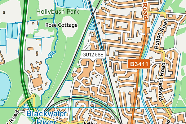GU12 5SE map - OS VectorMap District (Ordnance Survey)