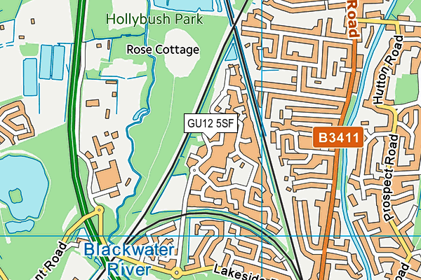 GU12 5SF map - OS VectorMap District (Ordnance Survey)