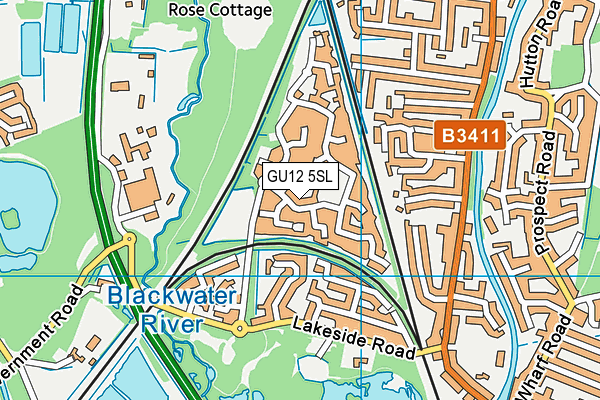 GU12 5SL map - OS VectorMap District (Ordnance Survey)