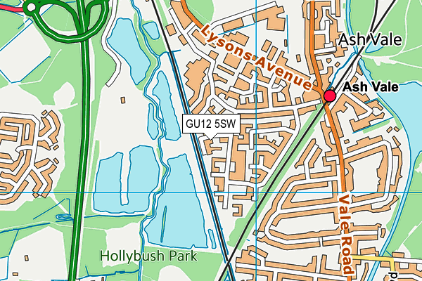 GU12 5SW map - OS VectorMap District (Ordnance Survey)