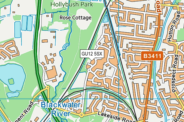 GU12 5SX map - OS VectorMap District (Ordnance Survey)