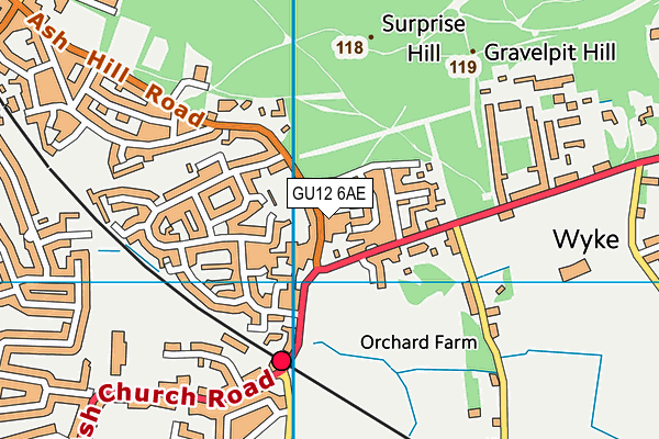 GU12 6AE map - OS VectorMap District (Ordnance Survey)