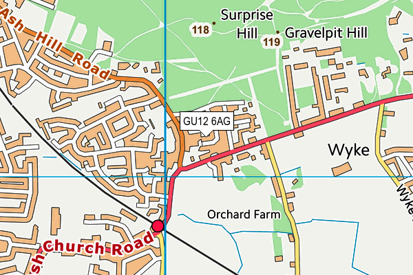 GU12 6AG map - OS VectorMap District (Ordnance Survey)