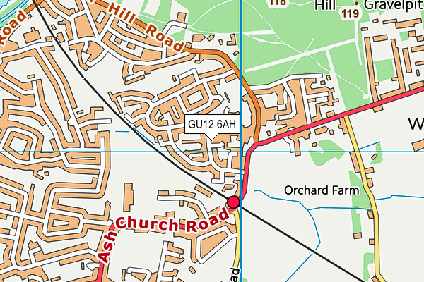 GU12 6AH map - OS VectorMap District (Ordnance Survey)